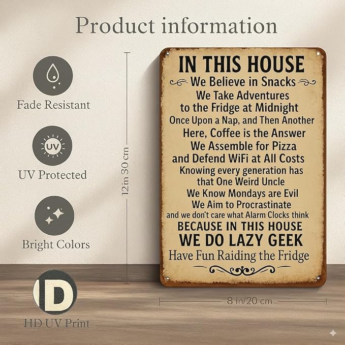 Vintage Funny Metal Tin Sign In This House We Do Geek Magic 8x12 Inches Poster Wall Decor Home Office Bar Garage Cafe Hotel Man Cave Club (Earth Tones-1)