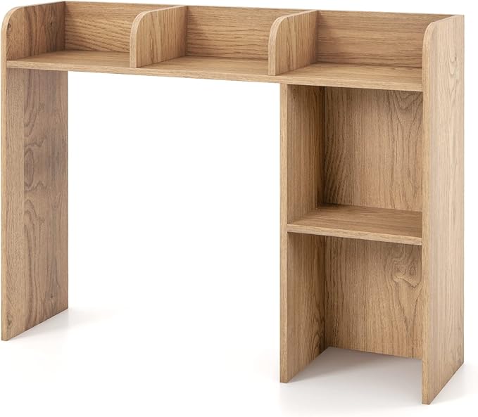 Tangkula Desktop Bookshelf, Countertop Storage Hutch with 5 Shelves for Computer Desk, 3-Tier Display Rack, Multipurpose Wood Storage Organizer for Dorm Office Home