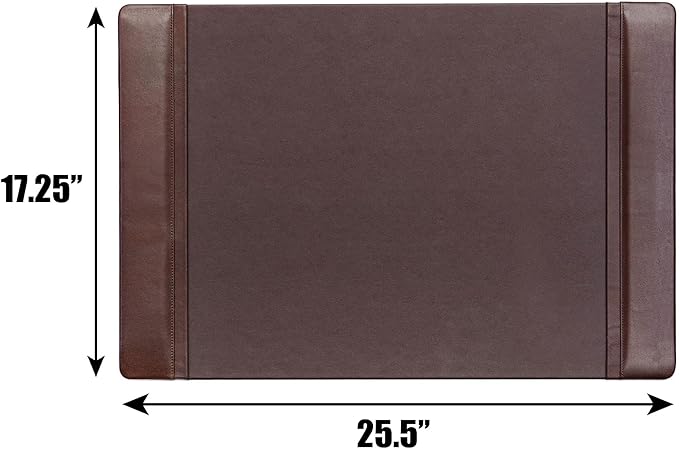 DACASSO Leather Desk Pad with Side Rails - Luxury Leather Desk Blotter for Writing - Executive Desk Surface Protector - (Chocolate Brown, 25.5 x 17.25”)