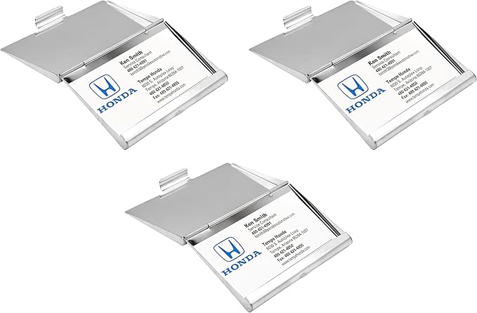 Stephanie Imports Set of 3 Slim & Minimalist Metal Business Card Holder Unisex Case (Silver Diamond Lattice)