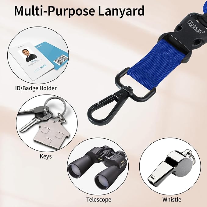 Fishent Breakaway Neck Lanyards for ID Badges, Adjustable Sturdy Round Cord Heavy Duty Key Lanyard with Detachable Buckle for Men Women Car Keys Card Holder(Royal Blue)