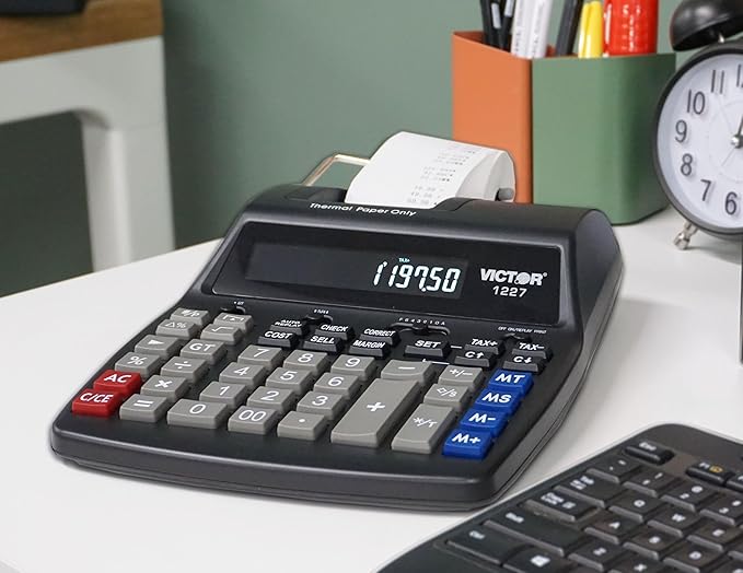 Victor Thermal Printing Calculator with Check & Correct – Fast, Ink-Free Printing, Large Screen, Smudge-Free Results for Office & Accounting