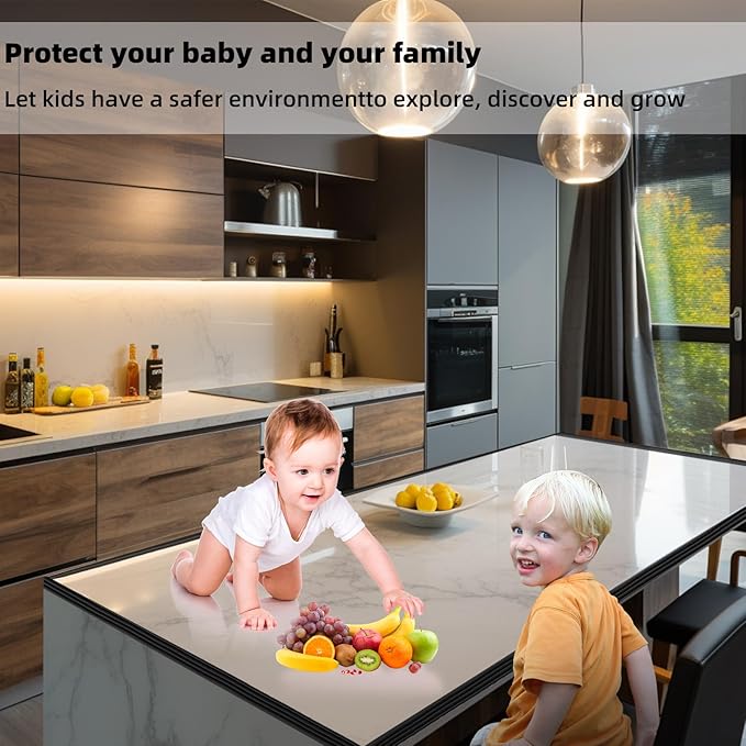 VOCOMO Corner Protector for Baby, Widen Edge Protector with Adhesive Backing, Baby Proofing Edge Corner Protectors Self Adhesive Furniture Corner Guard Bumper for Table, Desk, Fireplace (Black, 6.6ft)