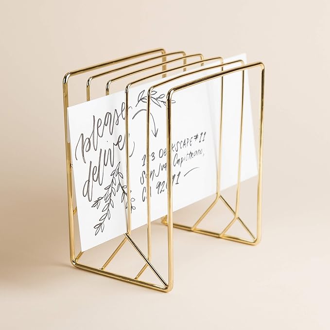 U Brands Metal Letter Sorter, Desktop Accessory, Vena Collection, Gold