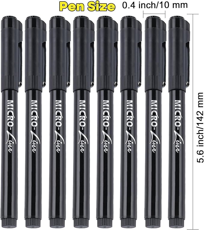 Dyvicl Hand Lettering Pens, Calligraphy Brush Pens Art Markers for Beginners Writing, Sketching, Drawing, Illustration, Scrapbooking, Journaling, Black Ink Pen Set, 8 Sizes