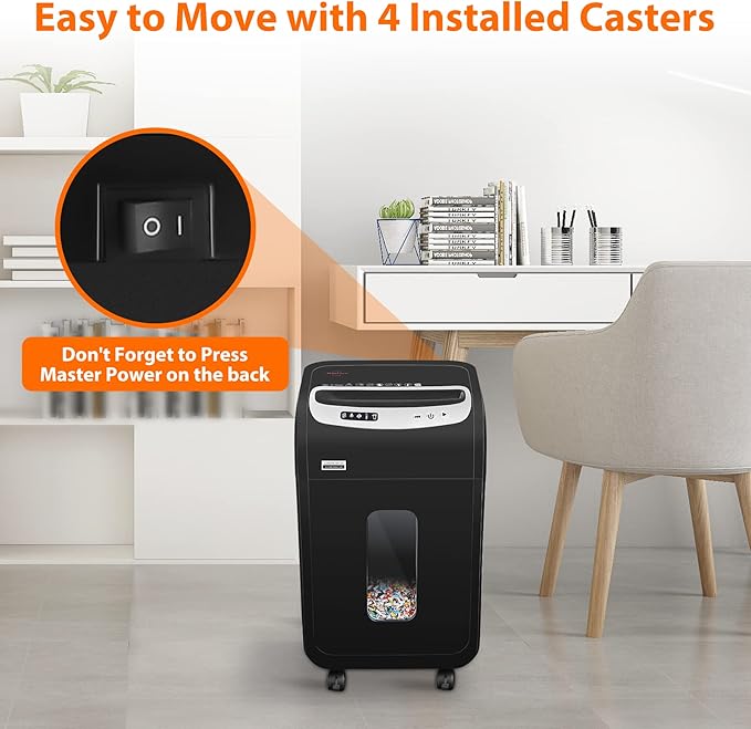 VidaTeco Paper Shredder for Home Office Heavy Duty with 60 Mins Running with US Patented Cutter,Shred CD/Card with Extra Large Bin,AUTO Jam Proof(ETL) (18-Sheet Micro Cut)