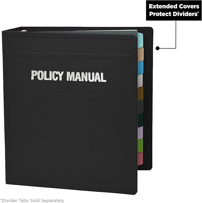 Carstens 3-Inch Heavy Duty Round Ring Binder for Policy Manuals – Side Opening, Black, Durable Plastic Covers, No-Gap Rings, No Pockets, Holds 400 US Letter Sheets, Made in USA (1761-3R)