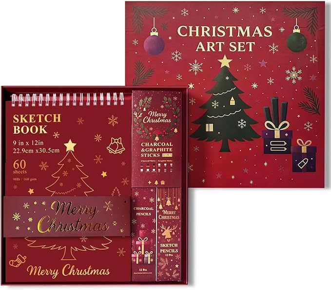 Fuxi Art Supplies for Teens 14-16 Girls, Professional Sketch Book and Pencils Set, Gifts for Sketch Artists with Stocking Stuffers.