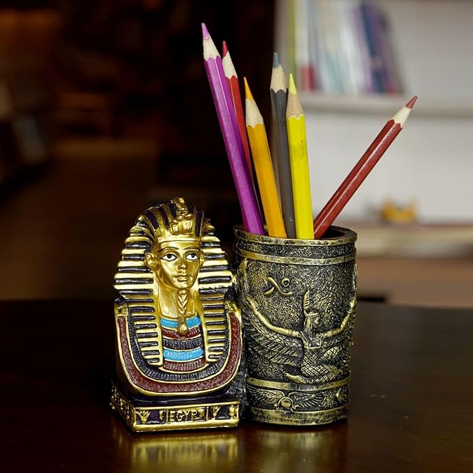 Daisylily Ancient Egyptian Pencil Holder, King Pharaoh Pen Cup, Pen Holder for Desk Office Pen Organizer, Pencil Cup Storage Containers - Egyptian