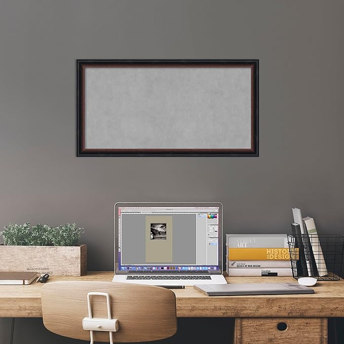 Amanti Art Black Framed Magnetic Board 14x26 Small Vision Board for use with Magnets, 100% Metal Sheet to Display Items as Office Decor or for Home Organization in mudroom, Kitchen or Kids Room