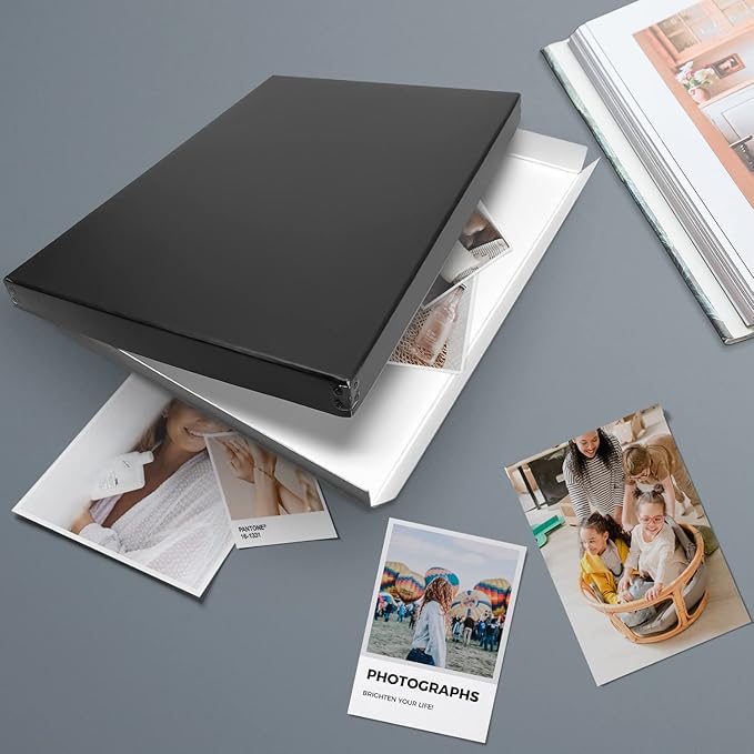 Lineco Museum Archival Storage Box, 13.75x19.75x1.5 in. Drop Front Design. Acid-Free with Metal Edge. Organize Photos, Pictures, Prints, Documents, Crafts, DIY. Black, 2 Pack