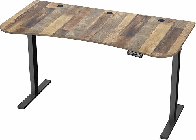 VIVO Electric 63 x 32 in Standing Desk, Memory Height Adjustment, 1B Series, Holds 220 lbs, Reclaimed Wood Top Black Frame, DESK-KIT-1B1P