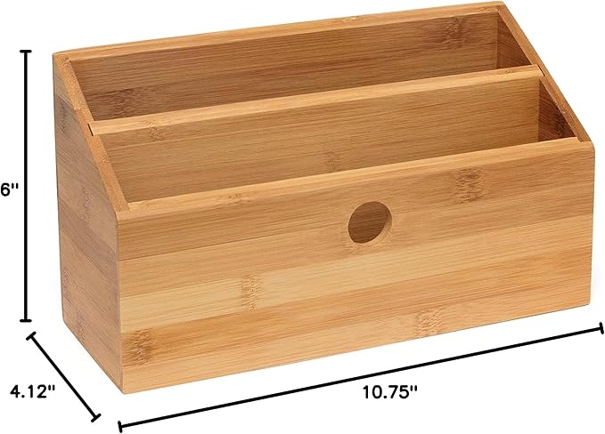 Lipper International 808 Bamboo Wood 2-Slot Office Supply Desk Organizer, 10 3/4" x 4 1/8" x 6"