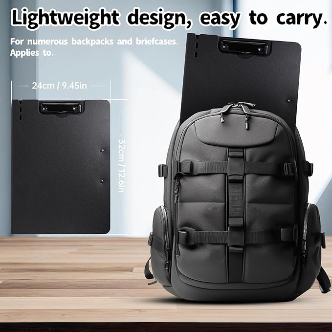 FRETONBA Clipboard Folder, 2 Pcs A4 Foldable Clipboard with Horizontal and Vertical Double Metal Clips, 360 Degree Foldable Binder Clipboards with Pen Holder, File Cover Work Folder Clipboards, Black