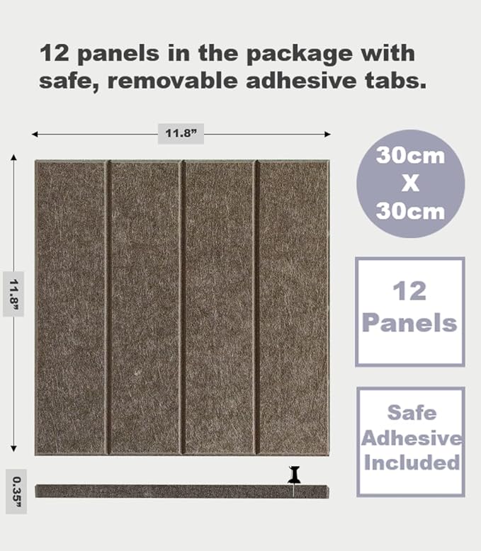 DECORITA Felt Bulletin Board Tiles | Modern Cork Board Alternative | Large Cork Boards for Walls | Aesthetic Felt Wall Panels for Office & Home Decor | Pinboard & Photo Board (12-Pack) | Desert Palm