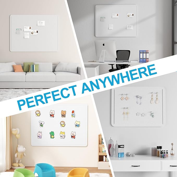 Large Felt Bulletin Board for Wall, 48"x36" Frameless Picture Board, Soft Felt Cork Board for Office, Home Planning & Office Wall Decor, Easy Install Pin Board