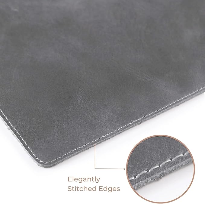 Node Leather - Genuine Leather Desk Mat (32" x 16"), Desk Organizer & Cup Coaster - Leather Office Set - Premium Handmade Office Accessories for Elegant Workspace - Gray