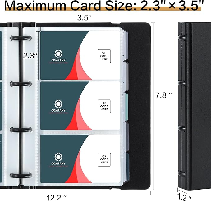 deli Business Card Book Holder, Business Card Organizer, Name Card Book Holder, Portable Office Business Card Holder, Hold 180 Cards, Black