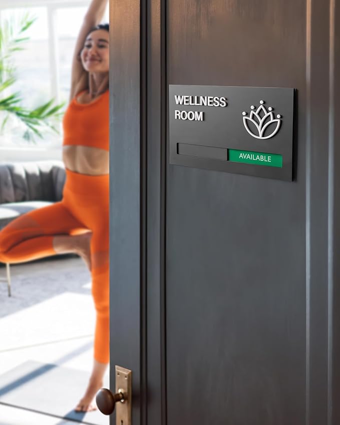 Conference Room Door Signs for Office, Meeting In Progress Door Sign, In Use Available Slider Indicator Tells Whether Room Vacant Or Occupied