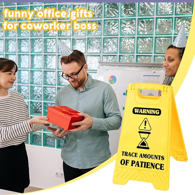 Funny Office Desk Accessories,Office Cubicle Decor,Phone Holder Mirror Acrylic Table Signs,Workplace Caution Desk Decor for Women Men Coworker Teammate Manager Employee Assistant Leader (Patience)