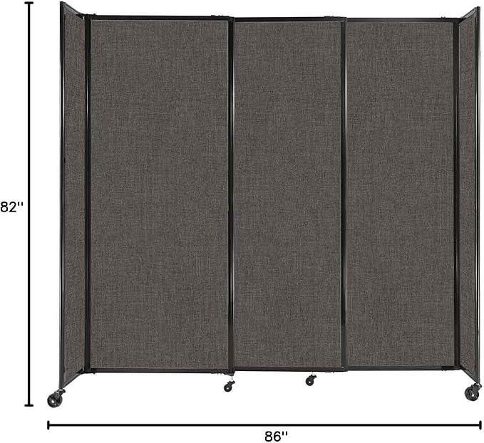 Versare Straightwall Sliding Portable Wall Partition | Freestanding Office Dividers | Locking Wheels | Temporary Room Separator | 7'2" Wide x 6'10" Tall Mocha Fabric Panels