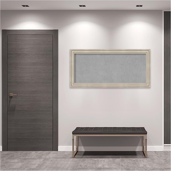 Amanti Art Silver Framed Magnetic Board 26x54 Oversize Vision Board for use with Magnets, 100% Metal Sheet to Display Items as Office Decor or for Home Organization in mudroom, Kitchen or Kids Room