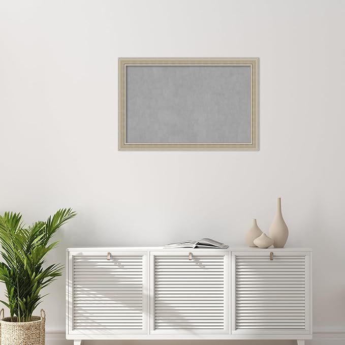 Amanti Art Silver Framed Magnetic Board 24x36 Large Vision Board for use with Magnets, 100% Metal Sheet to Display Items as Office Decor or for Home Organization in mudroom, Kitchen or Kids Room