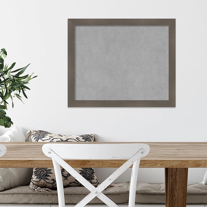 Amanti Art Grey Framed Magnetic Board 18x22 Small Vision Board for use with Magnets, 100% Metal Sheet to Display Items as Office Decor or for Home Organization in mudroom, Kitchen or Kids Room