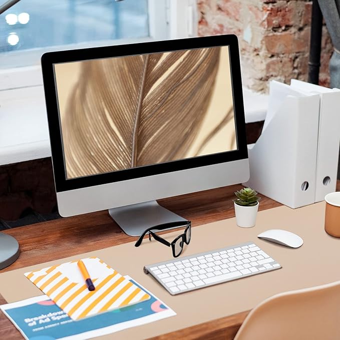 Leather Desk Pad, Mouse Pad, Non-Slip Desk Protector Mat, Leather Desk Blotter, Computer Desk Pad, Waterproof Desk Mat for Office Home Decor - Beige (31.5×15.7 Inches)