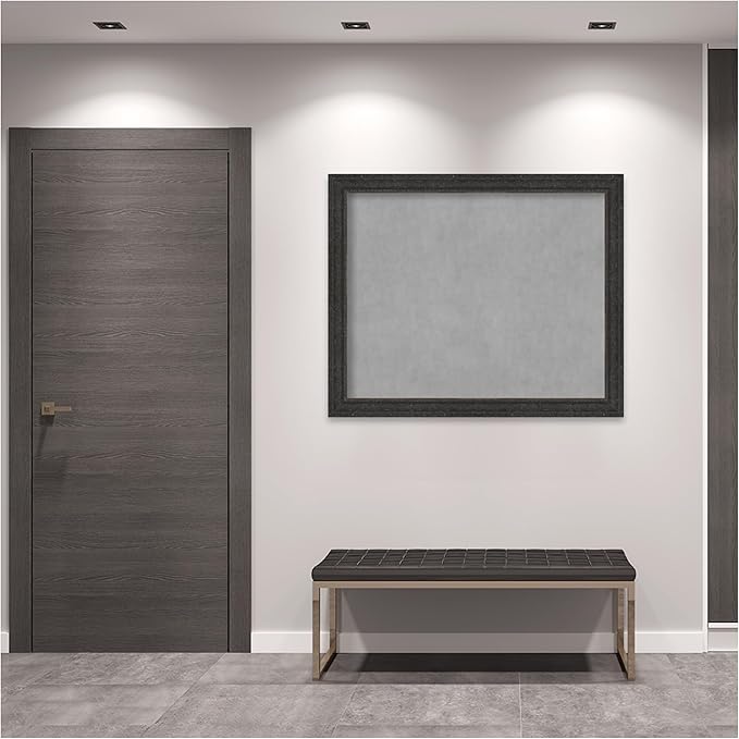 Amanti Art Black Framed Magnetic Board 37x45 X-Large Vision Board for use with Magnets, 100% Metal Sheet to Display Items as Office Decor or for Home Organization in mudroom, Kitchen or Kids Room