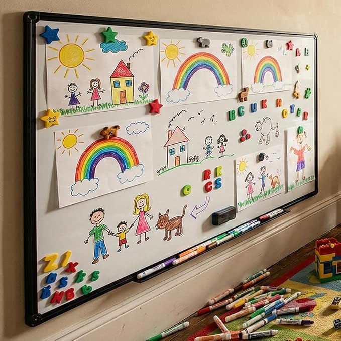 Magnetic Whiteboard 60x36 Inches Black Aluminum Frame, Large Wall Mount White Board Modern Aesthetic Dry Erase Board for Home Office Decor, Creative Studio