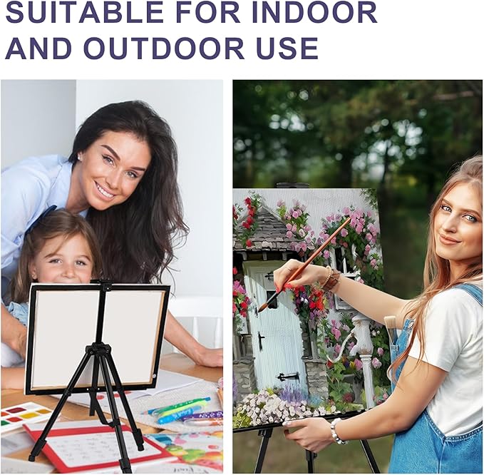 AROIC 4 Pack Painting Display Easel Stand Portable Adjustable Metal Tripod Artist Canvases Height from20to66Inch Extra Sturdy forTable-Top/Floor Painting, Drawingand Displaying,Black with4Storage Bag