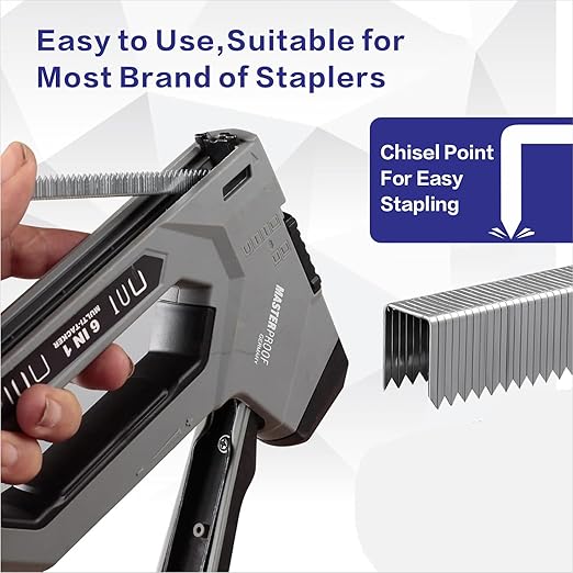 HW HAMWOO 20 Guage Galvanized T/50 Staples,5 Sizes Assorted Size Project Pack for Staple Gun or T-50 Stapler (1/4"+5/16"+3/8"+1/2"+9/16",6000 pcs)