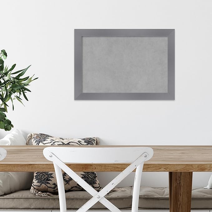 Amanti Art Grey Framed Magnetic Board 14x20 Small Vision Board for use with Magnets, 100% Metal Sheet to Display Items as Office Decor or for Home Organization in mudroom, Kitchen or Kids Room