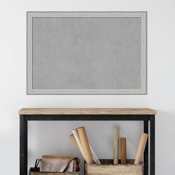 Amanti Art Silver Framed Magnetic Board 27x39 Large Vision Board for use with Magnets, 100% Metal Sheet to Display Items as Office Decor or for Home Organization in mudroom, Kitchen or Kids Room