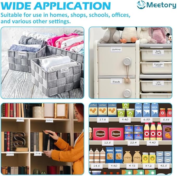 Meetory 50 PCS Clear Plastic Label Holders for Wire Shelf Retail Price Label, Basket Bin Labels Clip On, Labels for Storage Bins, Merchandise Sign Display Holder for Supermarket,Label Papers Included
