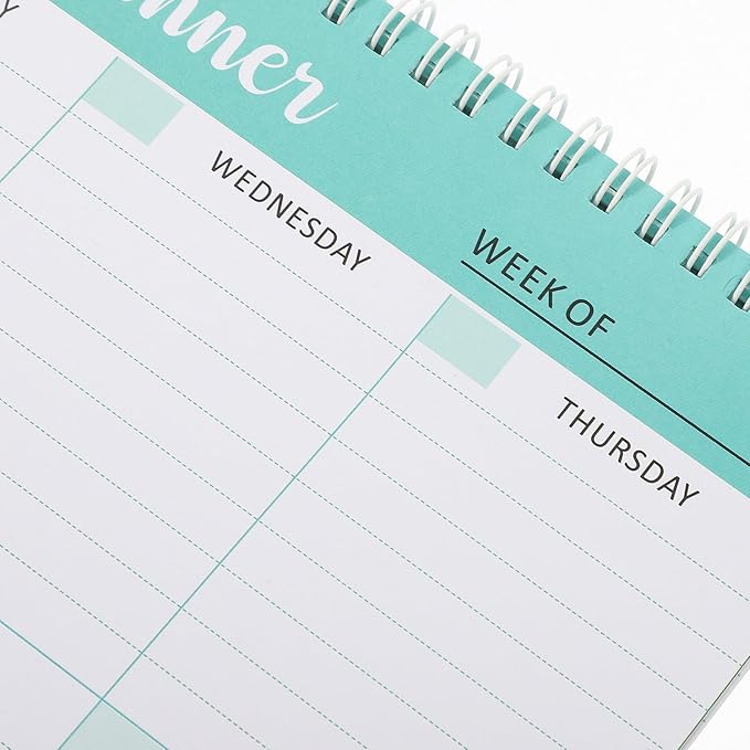 SEWACC Weekly Work Planner Notepad with Bookmark for Homeschool and Study Undated Daily Calendar and Efficient Plan Pad Portable Spiral-bound Appointment Organizer for Task and Goal