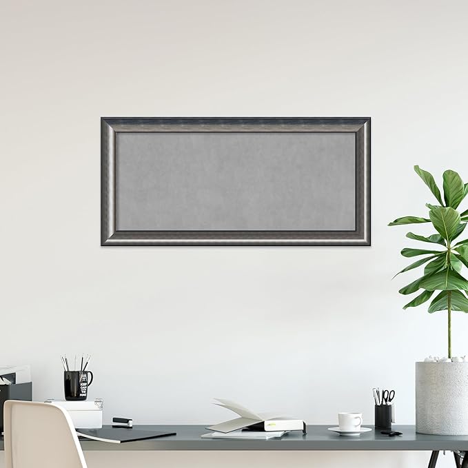 Amanti Art Silver Framed Magnetic Board 26x54 Oversize Vision Board for use with Magnets, 100% Metal Sheet to Display Items as Office Decor or for Home Organization in mudroom, Kitchen or Kids Room