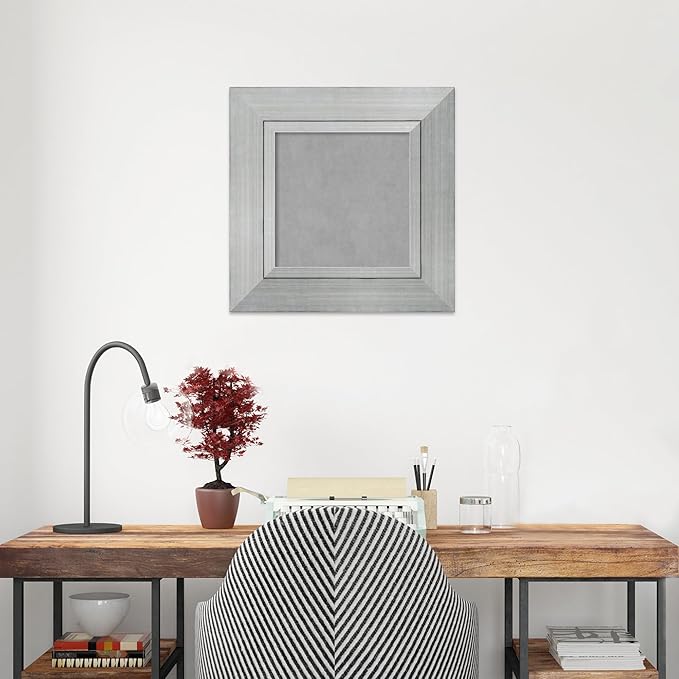 Amanti Art Silver Framed Magnetic Board 19x19 X-Small Vision Board for use with Magnets, 100% Metal Sheet to Display Items as Office Decor or for Home Organization in mudroom, Kitchen or Kids Room