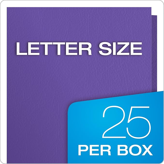 Oxford Twin-Pocket Folders, Textured Paper, Letter Size, Purple, Holds 100 Sheets, Box of 25 (57514EE), 8-1/2 x 11