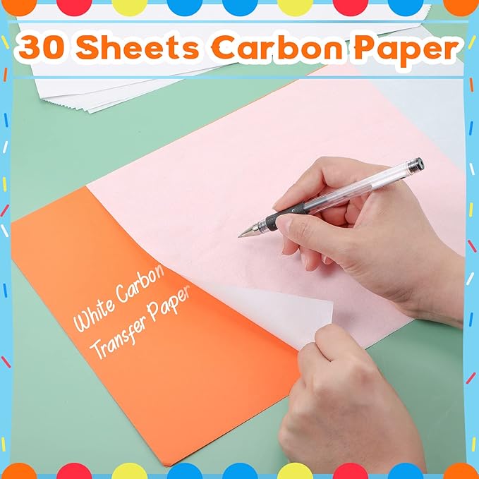 Outus 30 Pack Carbon Papers for Tracing, Graphite Carbon Copy Tracing Paper for Canvas Wood(8.5 x 11 Inch,White)