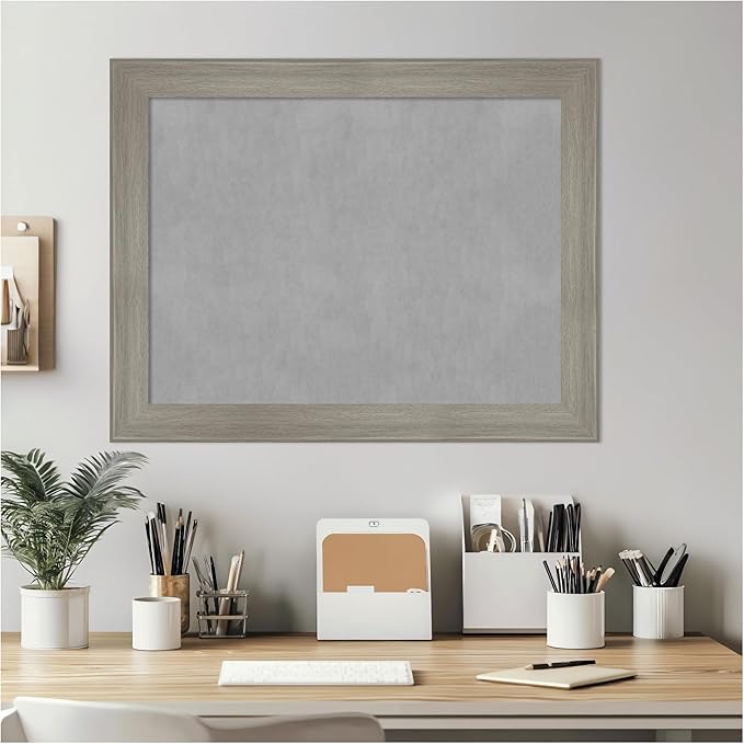 Amanti Art Grey Framed Magnetic Board 22x28 Medium Vision Board for use with Magnets, 100% Metal Sheet to Display Items as Office Decor or for Home Organization in mudroom, Kitchen or Kids Room