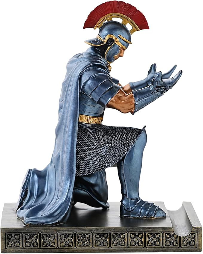 CYXStar Roman Praetorian Prefect Warrior Knight Pen Holder Desk Ornament Resin Praetorian Guard Mobile Phone Stand Desk Accessories and Organizer for Office with a Letter Opener (Blue)