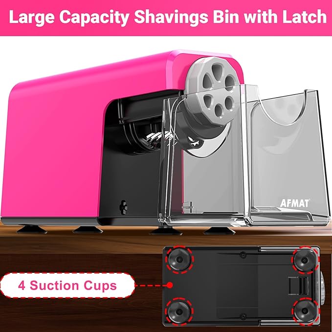 AFMAT 6-Hole Electric Pencil Sharpener Heavy Duty, Pencil Sharpener for Classroom, Cordless &Rechargeable, Colored Pencil Sharpeners for 6-11mm Pencils, Auto Stop, Super Fast, 10,000+ Sharpenings PSD1