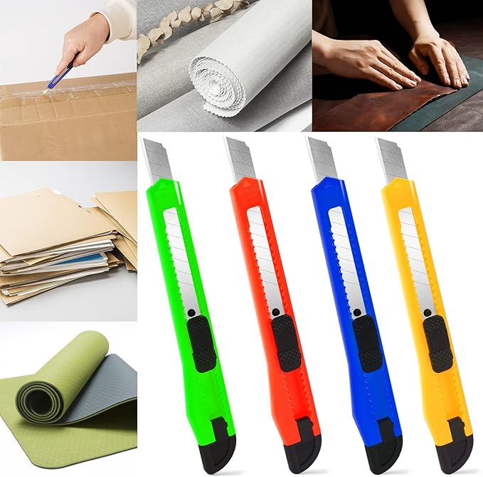 TIFICAL 20-Pack Retractable Utility Cutter | Auto-Lock Design with 9mm Snap-off Blades | Carton & Cardboard Opener for Office/Home | Disposable Exacto Razor Tool