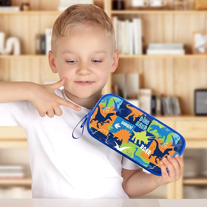 Fitvc Large Pencil Case for Boys,Dinosaur Boys Pencil Pouch for Kids Teens School,Large Capacity Pen Box Marker Organizer for School