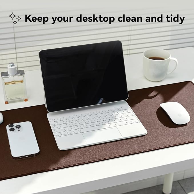 Reniteco Waterproof Large Gaming Mouse Pad with Durable Stitched Edges, Non-Slip Rubber Base, Grainy Jacquard Mouse Mat Desk Pad for Home Office Gaming, 31.5''x11.8''x0.12'', Matte Brown