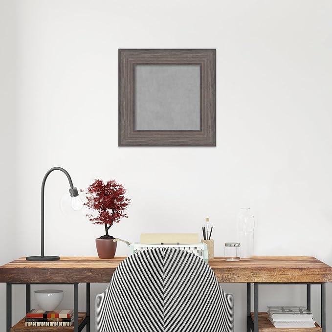 Amanti Art Grey Framed Magnetic Board 17x17 X-Small Vision Board for use with Magnets, 100% Metal Sheet to Display Items as Office Decor or for Home Organization in mudroom, Kitchen or Kids Room