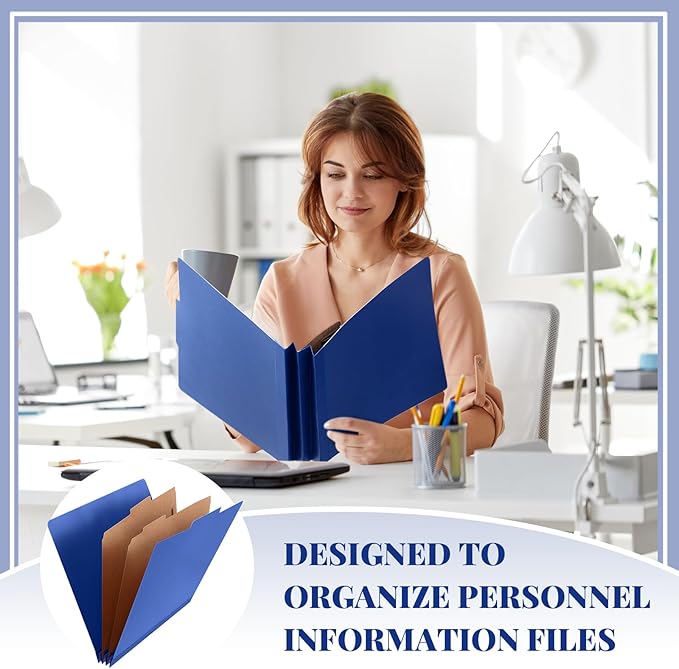Skyygemm 36 Pcs Classification Folders Letter Size, 2 Divider Pressboard File Folders with 3. 5 Inch Expansion, 2 Prongs Fastener, Heavy Duty Office File Organizers for Teachers, Medical (Dark Blue)