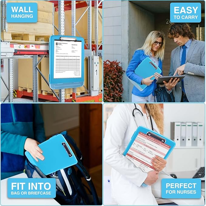 Sooez Clipboard with Storage, High Capacity Nursing Clip Board 8.5 x 11 with Pen Holder & Low Profile Clip, Plastic Clipboards Case Box, Teacher Must Haves School Office Supplies,Letter Size/ A4